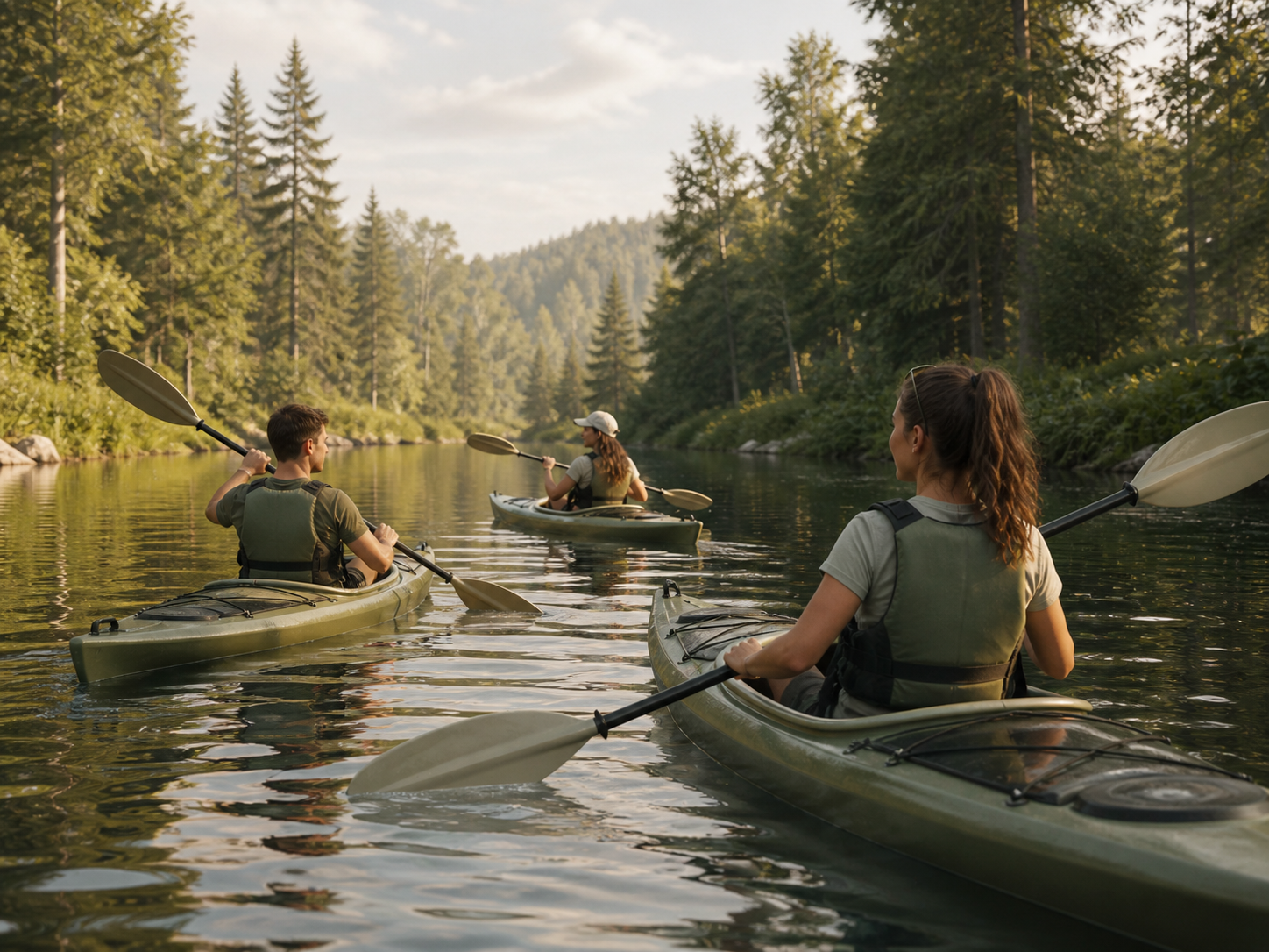 Canot sur lac forestier